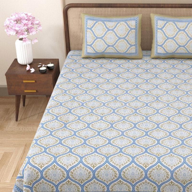 Lavelle Cotton Bedsheet (Blue) - 144 TC media 4