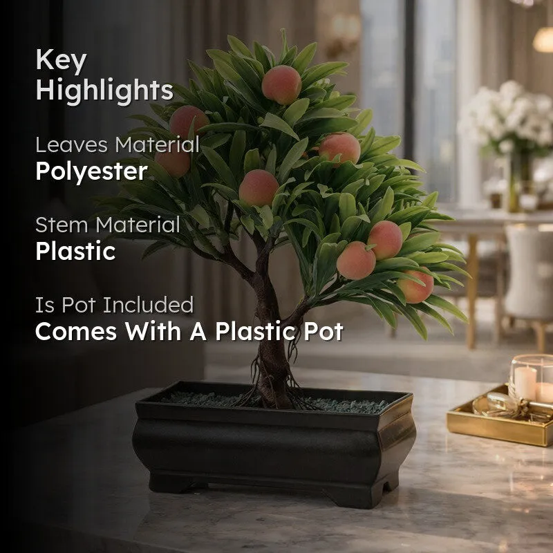 Leafora Peach Artificial Plant With Plastic Pot - 0.8 Feet media 2