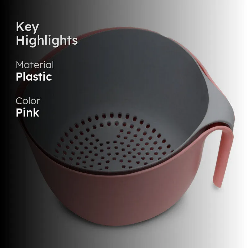 Seana 2-in-1 Detachable Strainer With Bowl - Pink media 2