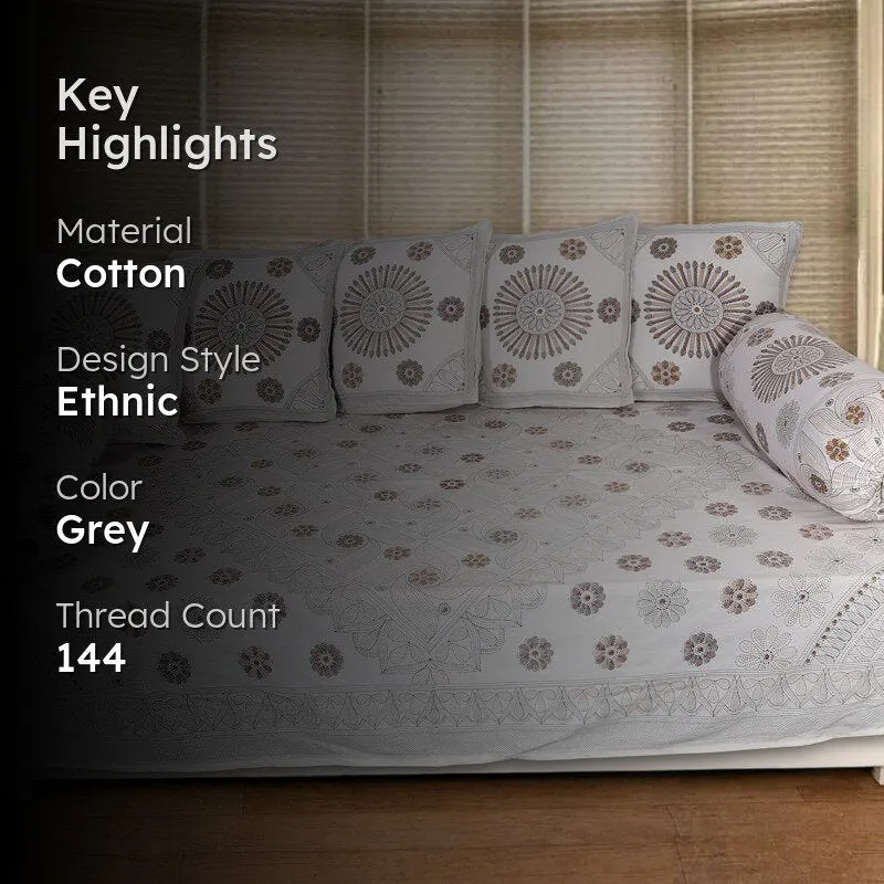 Arunima Diwan Set (Grey & Maroon) - Eight Piece Set media 2
