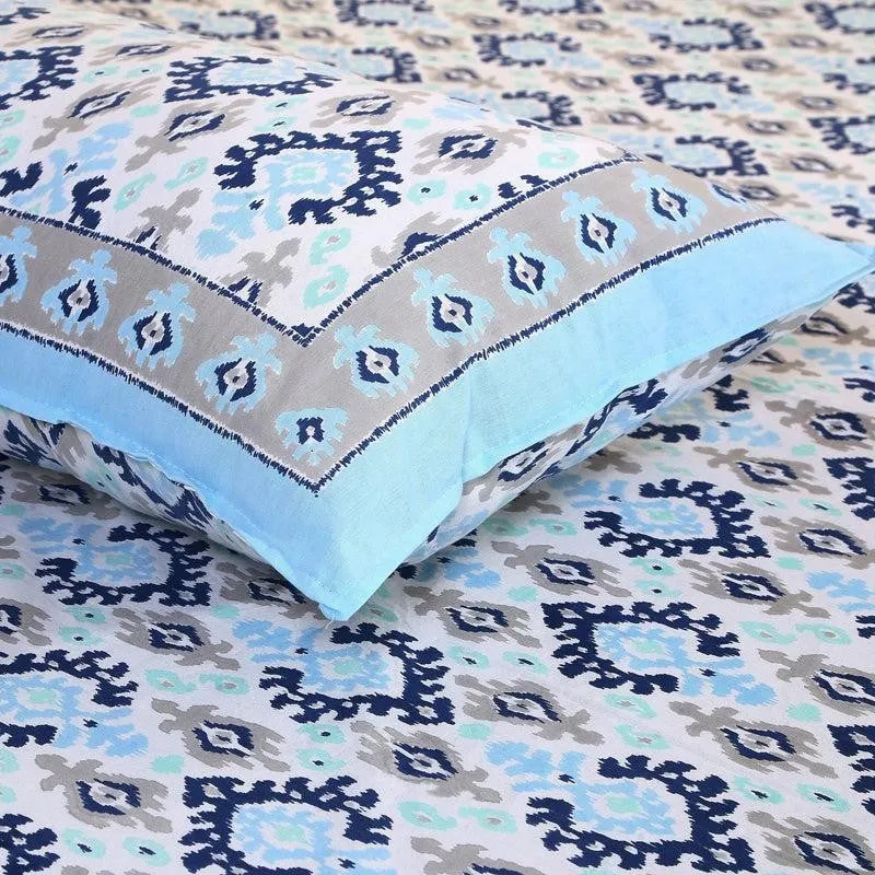 Zane Ethnic Cotton Bedsheet (Blue) - 180 TC media 4