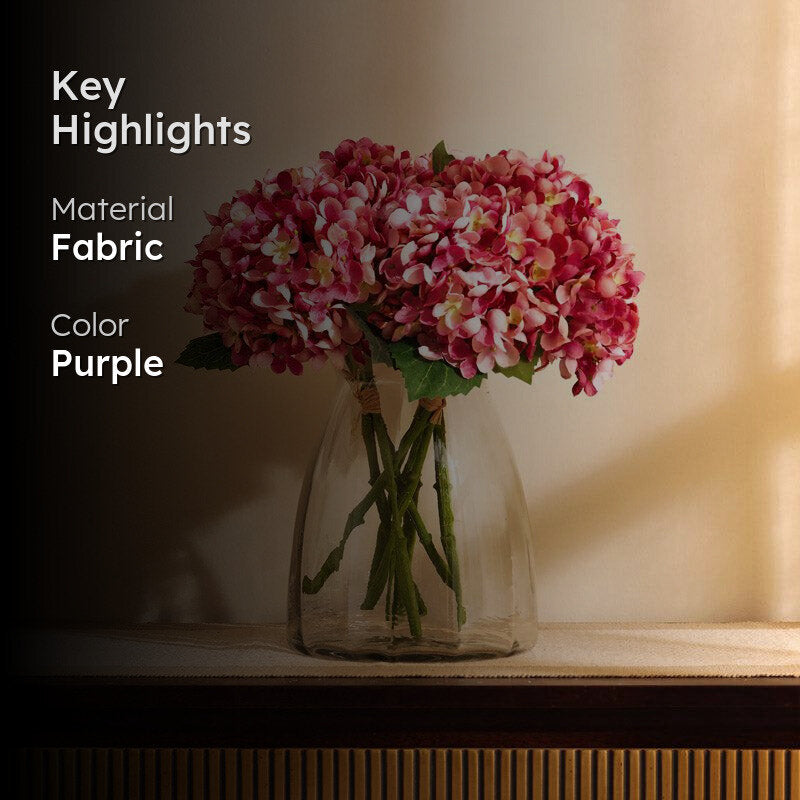 Artificial Realistic Hydrangea Bouquet - Purple media 2