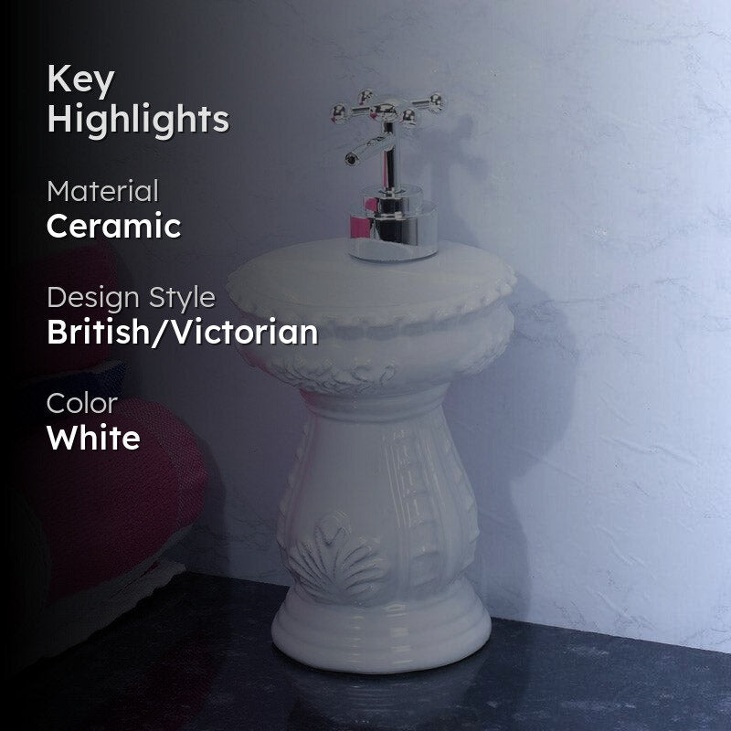 Antique Basin Soap Dispenser - White media 2