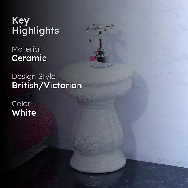 Antique Basin Soap Dispenser - White media 2