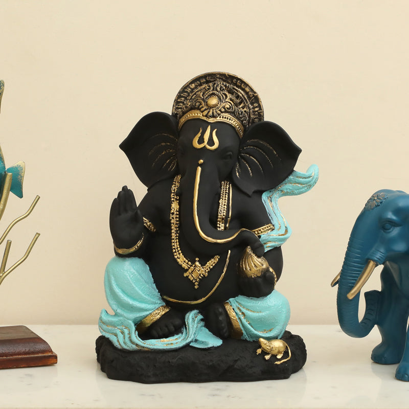 Turquoise Robed Ganesha Showpiece