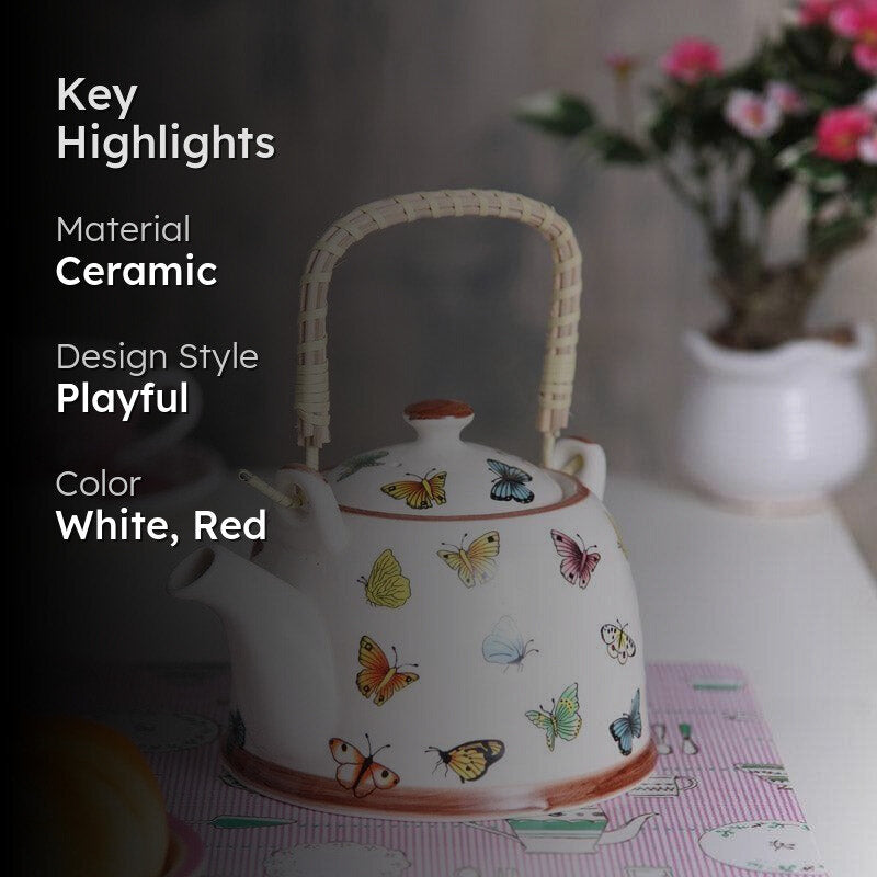 Butterfly Charm Tea Pot media 2