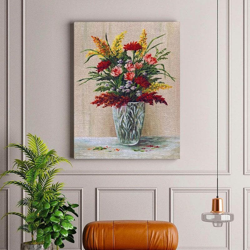 Flowers In A Crystal Vase Canvas Wall Art - Gallery Wrap