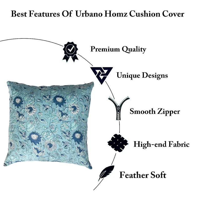 Jahnvi Printed Cushion Cover (Blue) - Set Of Five media 5