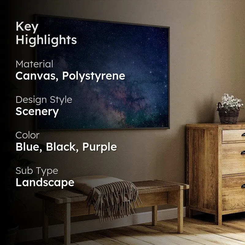 Galaxy & Stars At Night Wall Painting - Black Frame media 2