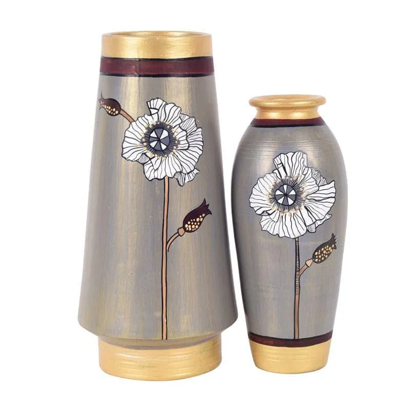 Golden Glam Terracotta Vase - Set Of Two media 3
