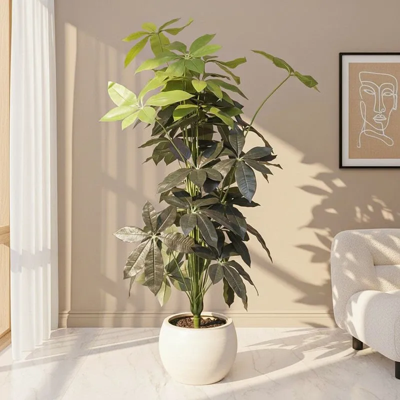 Pachira Artificial Plant With Black Plastic Pot media 1