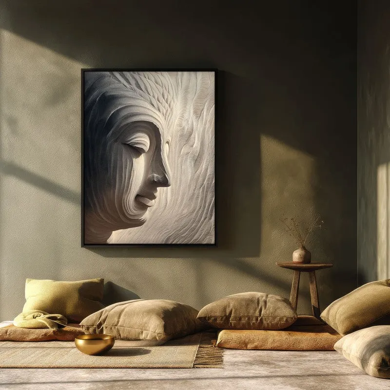 Awakened Buddha Archival Paper Wall Painting With Black Frame media 3