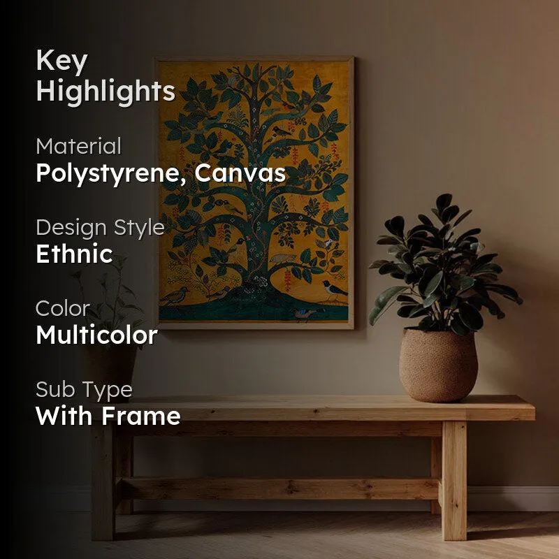 Tree of Life Canvas Wall Painting With Brown Frame media 2