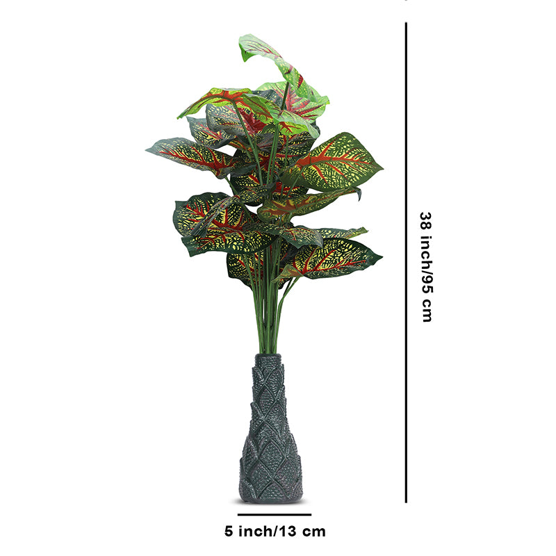 Infinita Artificial Caladium With Black Plastic Pot (Red) - 3 Feet media 5