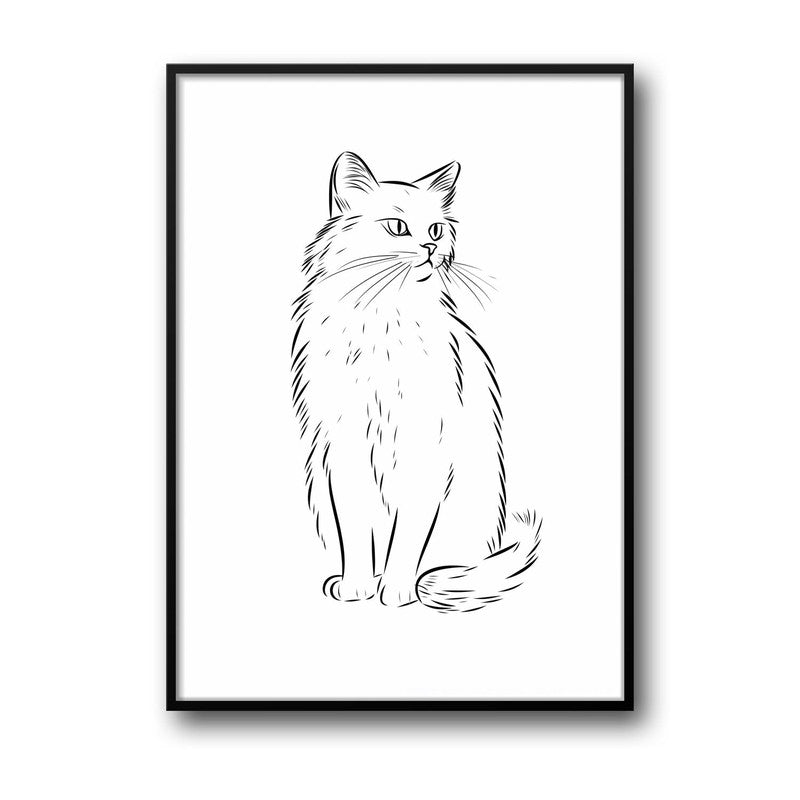 Cat Sketch Archival Canvas Wall Art - Black Frame media 5
