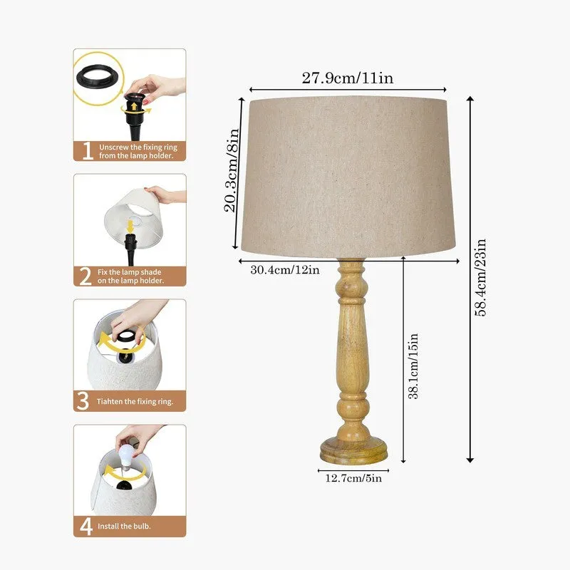 SerenityAura Ambient Wooden Table Lamp - Beige media 7