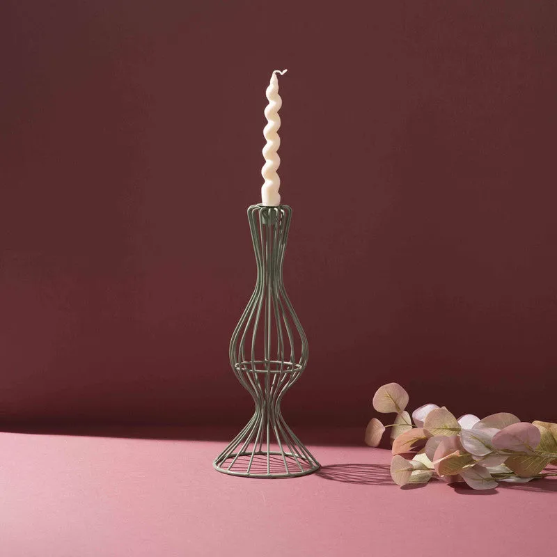 Twist Taper Candle Holder - Green media 3