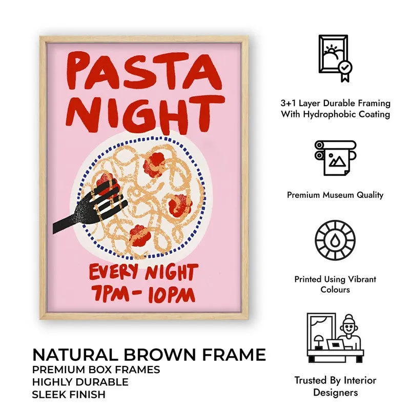 Pasta Night Archival Canvas Wall Art - Brown media 12