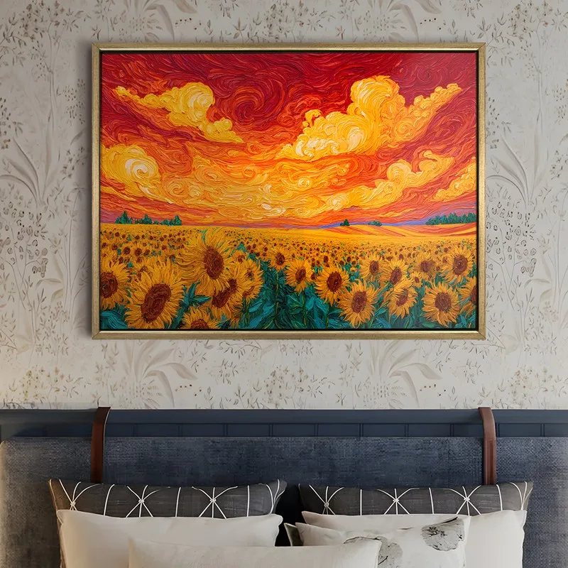 Endless Sunflowers Canvas Wall Painting With Frame media 5