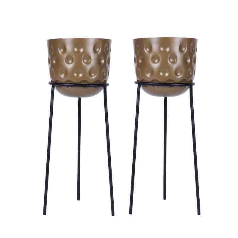Dimpled Planter With Stand - Set Of Two media 4