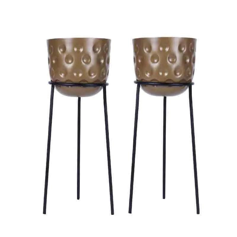 Dimpled Planter With Stand - Set Of Two media 4