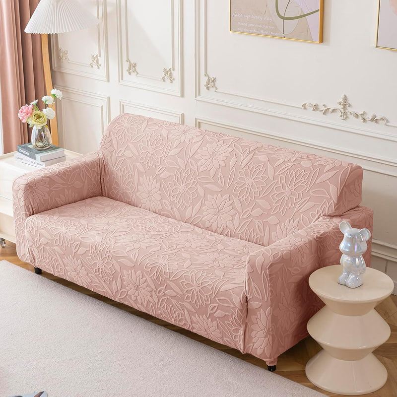 Armor Jacquard Floral Polyester Sofa Cover - Pink media 6
