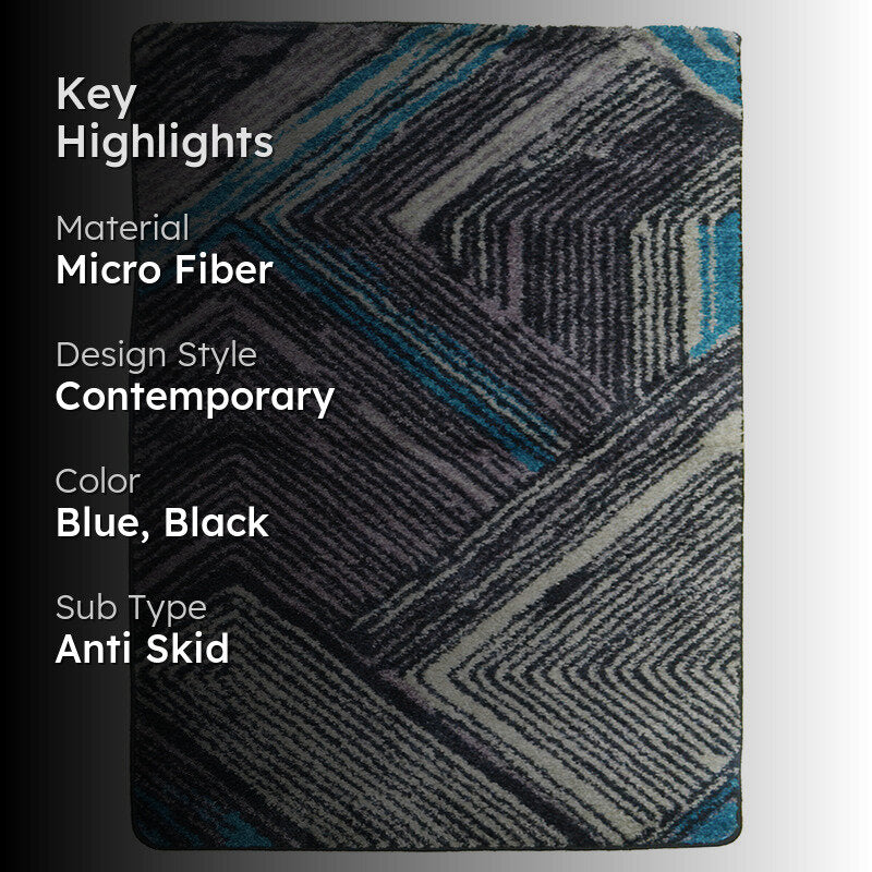 Albion Geometric Micro Fiber Area Rug - Blue & Black media 2