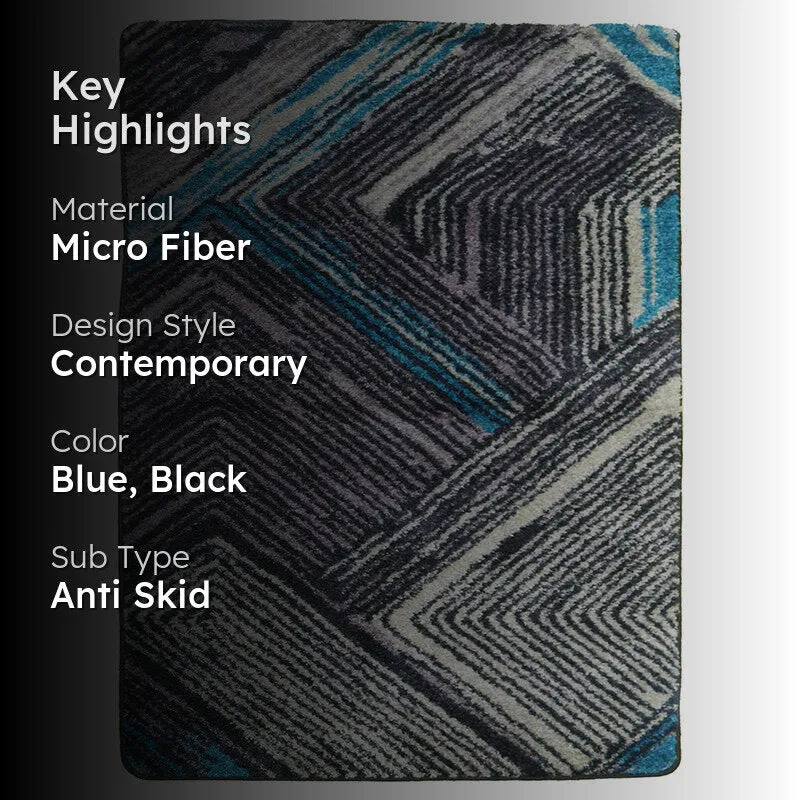 Albion Geometric Micro Fiber Area Rug - Blue & Black media 2