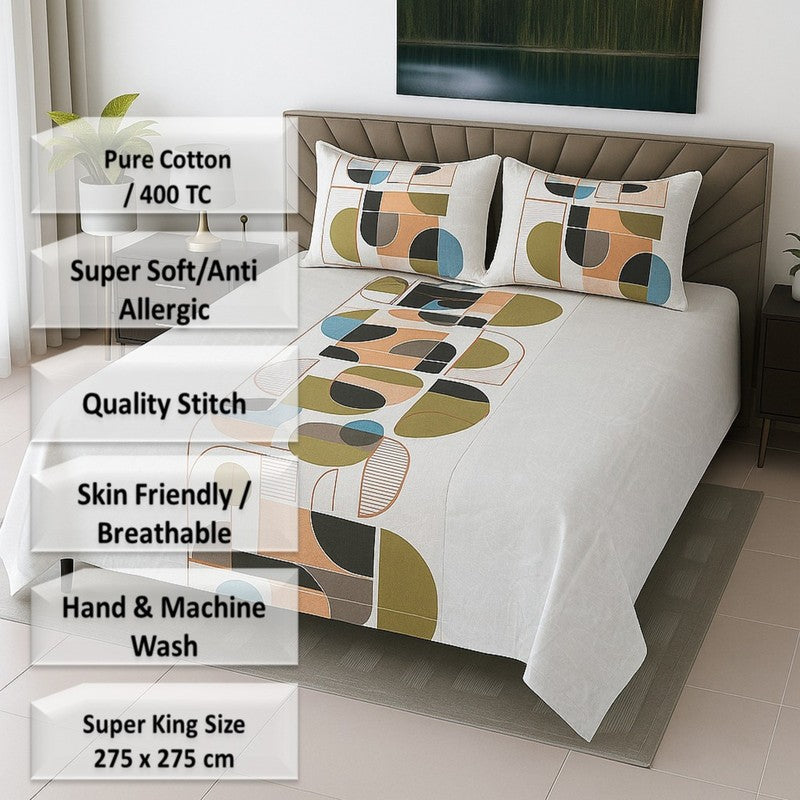 Textura Cotton Bedsheets (Olive,Off White) - 400 TC media 7
