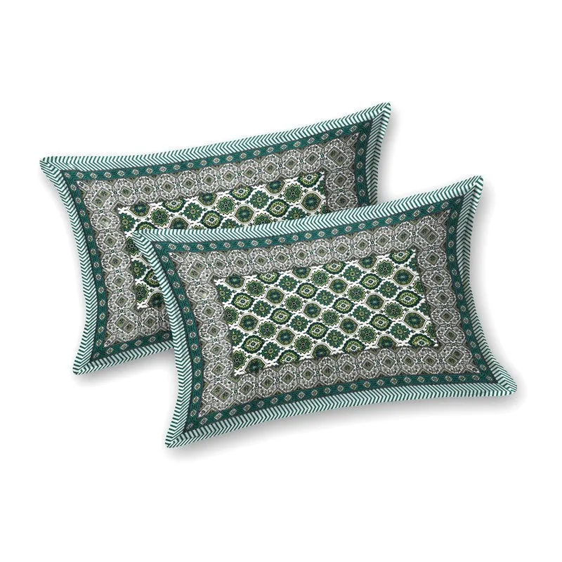 Styleo Cotton Bedsheet (Green,White) - 240 TC media 4