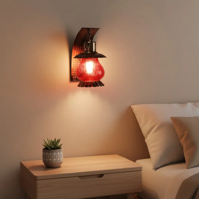 Crackle Red Iron Wall Lamp media 1