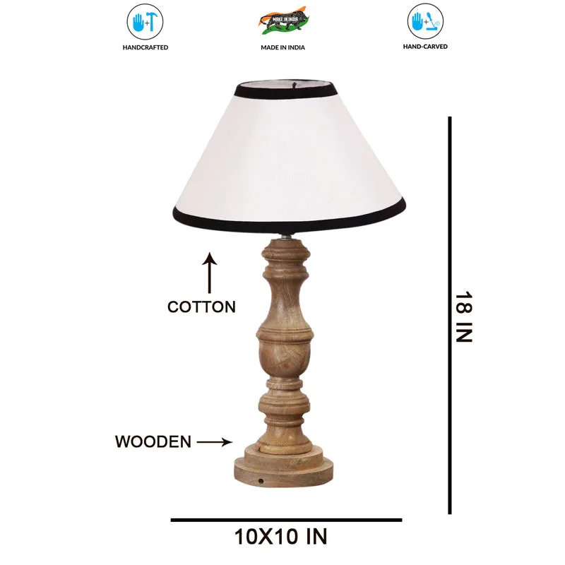 Cotin II Stripe Carve Wooden Table Lamp - White,Brown media 7