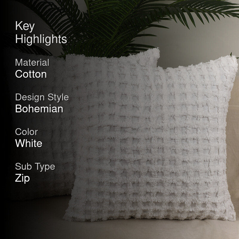 Snug Checks Tufted Cushion Cover - Set Of Two media 2