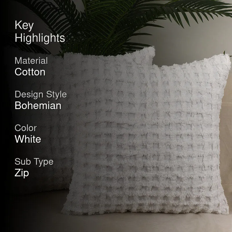 Snug Checks Tufted Cushion Cover - Set Of Two media 2