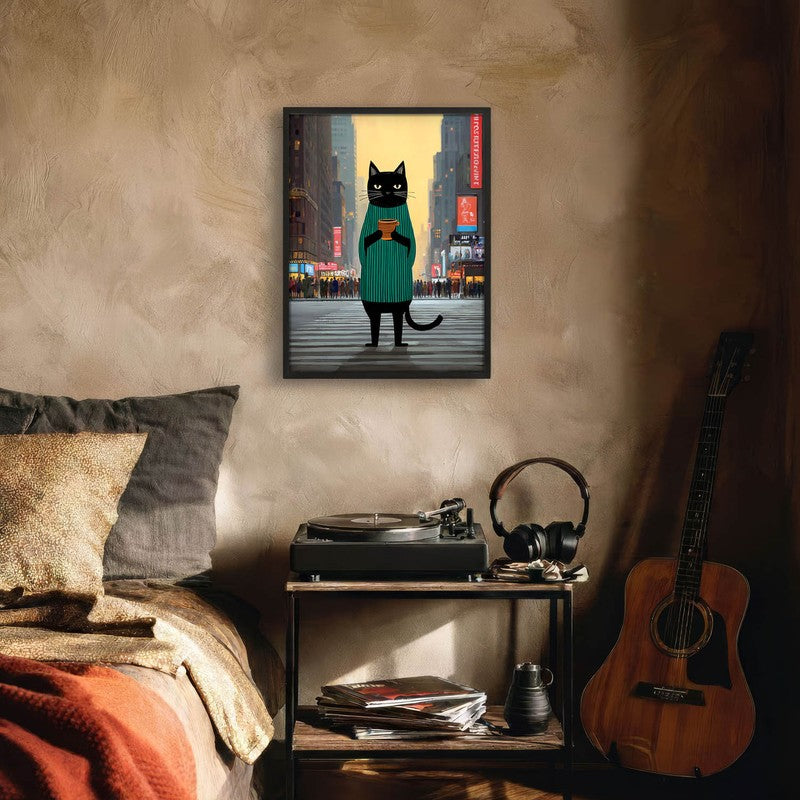 Midtown Mocha Cat Wall Painting With Frame media 6