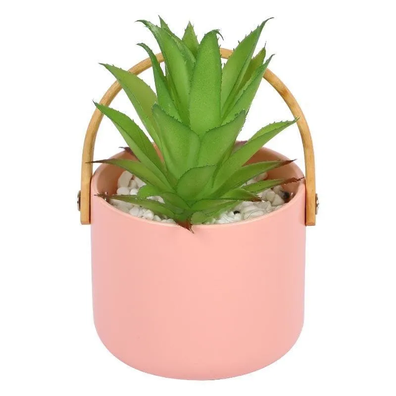 Faux Succulent In Bucket Pot (16.5 cms) - Pink media 4