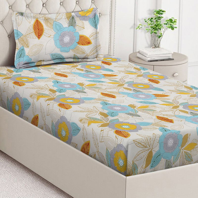 Stem Scripts Floral Bedsheet - 130 GSM media 4