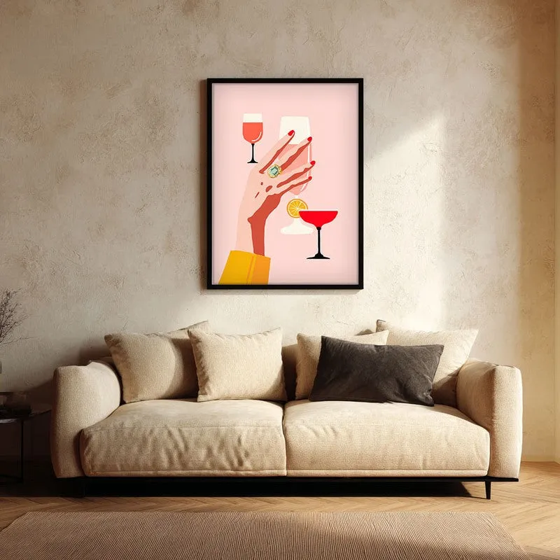 Wineglass Canvas Wall Painting - Black Frame media 1