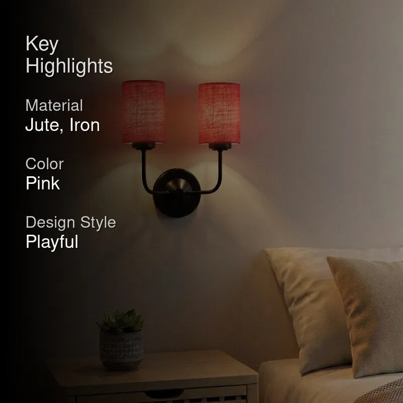 OrganicGlow Twin Jute Wall Lamp - Pink - 2