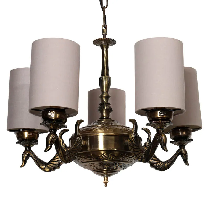 Vihara Cylindrical Golden Antique Ceiling Lamp media 3