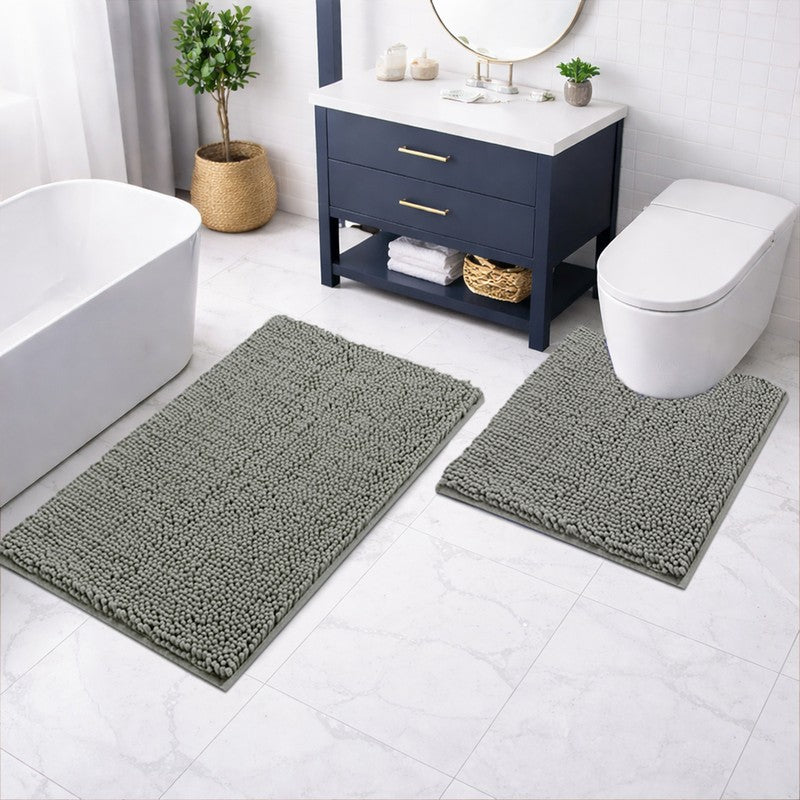 PureTone Microfiber Bath Mats (Grey) - Set of Two