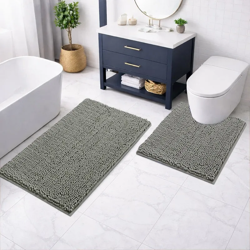 PureTone Microfiber Bath Mats (Grey) - Set of Two media 1