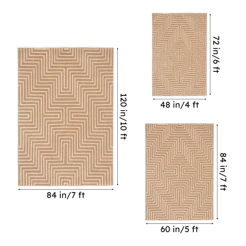 Denethor Hand Tufted Geometric Wool & Nylon Carpet - Beige media 15