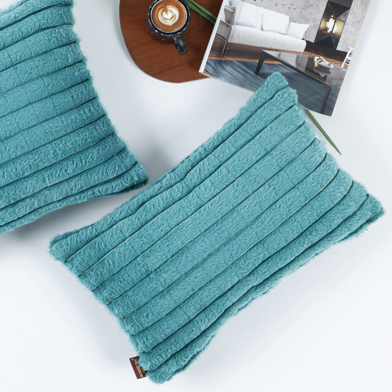 Frost Waffle Blue Cushion Cover (Rectangle)  Set of Two media 3