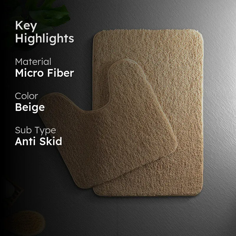 Helen Anti Skid Bath Mat & Contour Mat (Beige) - Eight Piece Set media 2