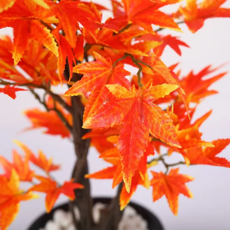 Artificial Orange Maple Bonsai Plant With Ceramic Pot - 1 Feet media 5