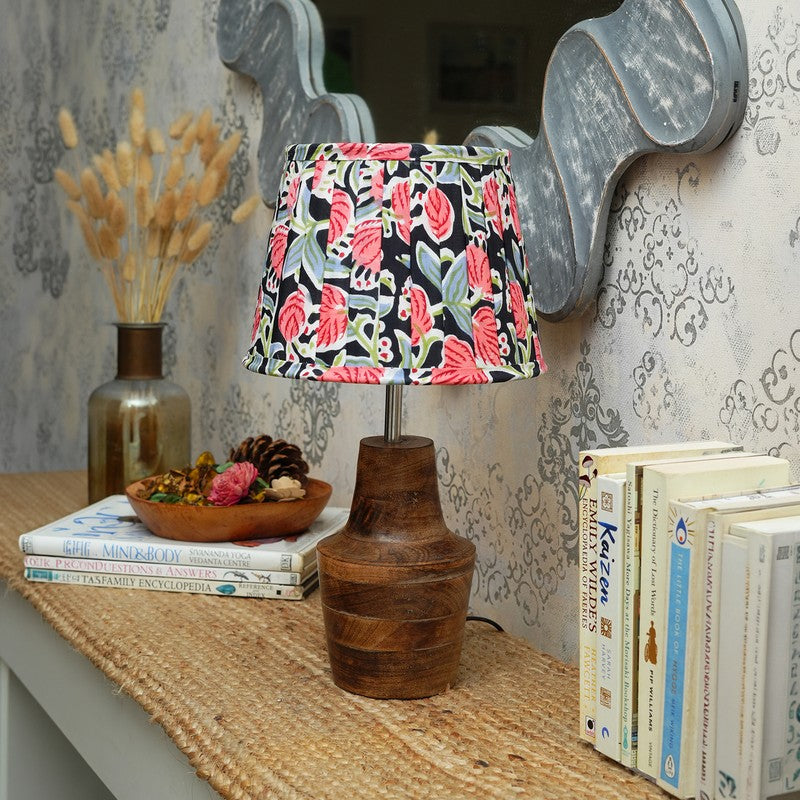 Tropical Bloom Wooden Base Cotton Table Lamp - Multicolor media 3