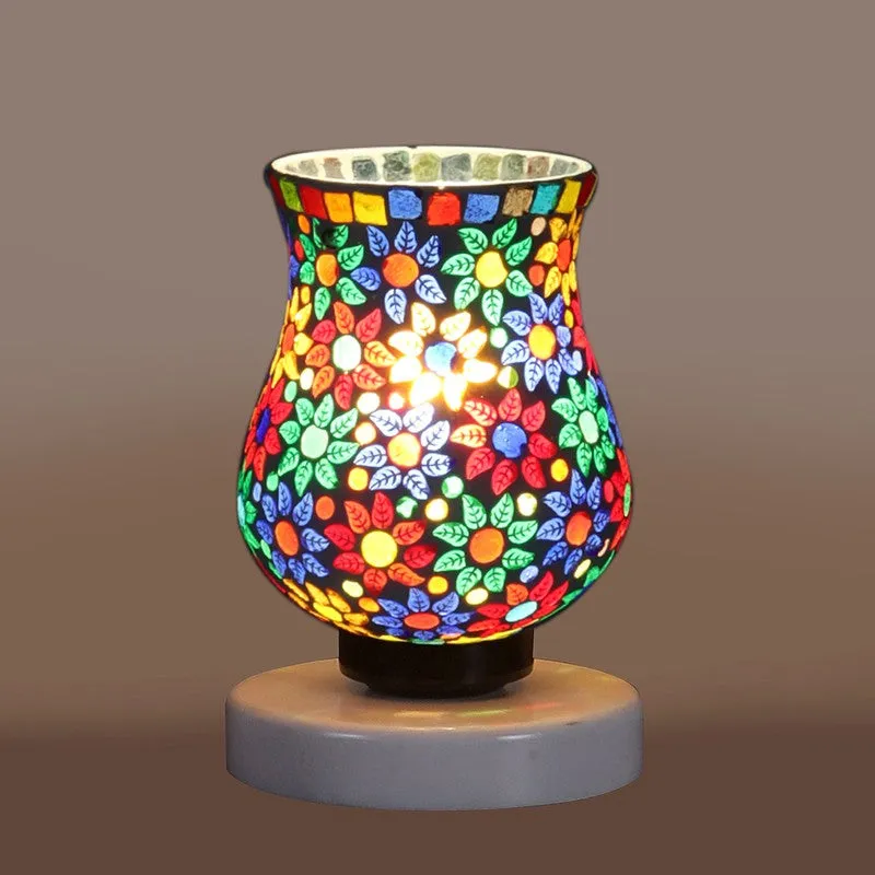 Lumeo Mosaic Glass Table Lamp With Wooden Base - Multicolor media 7