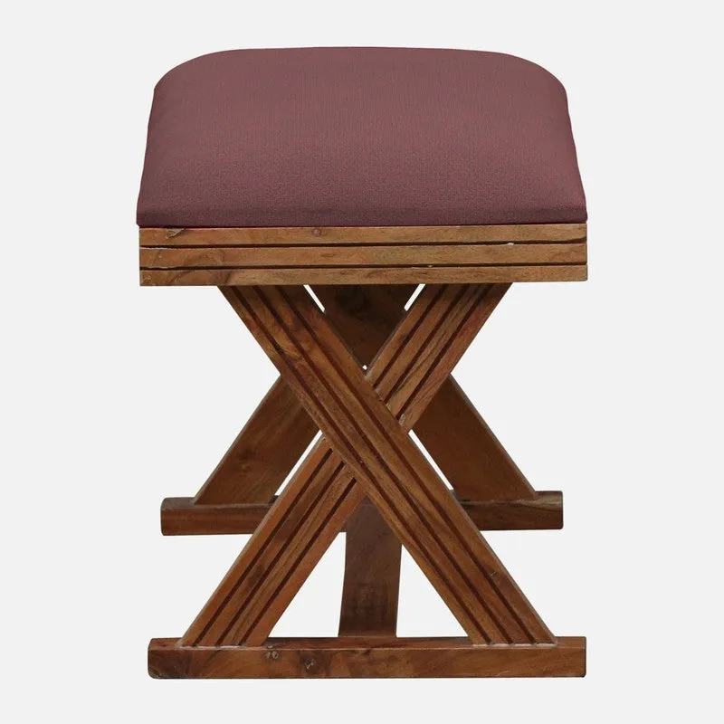 CrossCraft Sheesham Wood Ottomans & Pouffe - Pink media 5