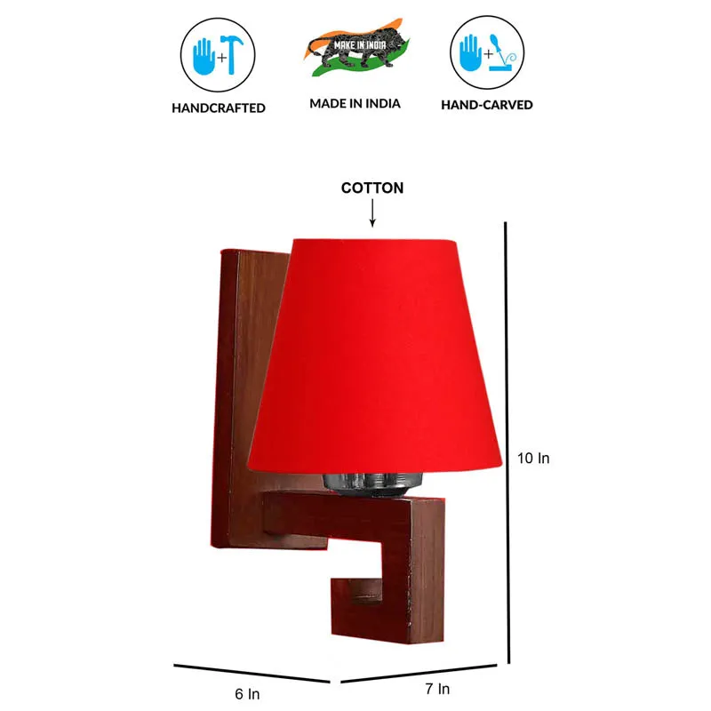 Rood Conical Wooden Wall Lamp media 6